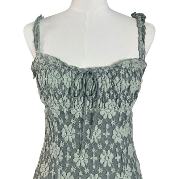Free People Ethereal Dainty Romantic Lucinda Lace Midi Dress Lilypad Jade Medium - Picture 9 of 13